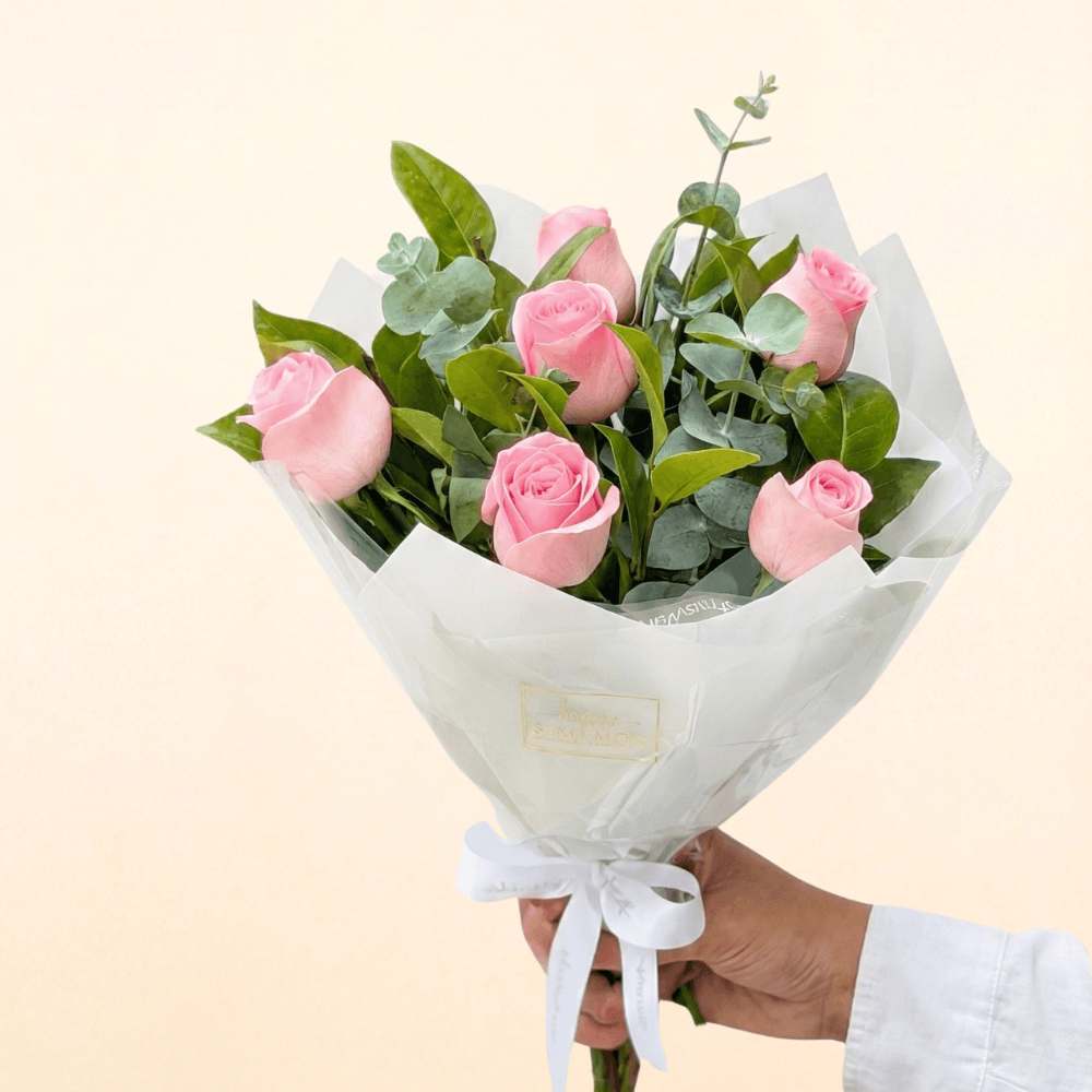 Buquê com 6 Rosas Cor de Rosa