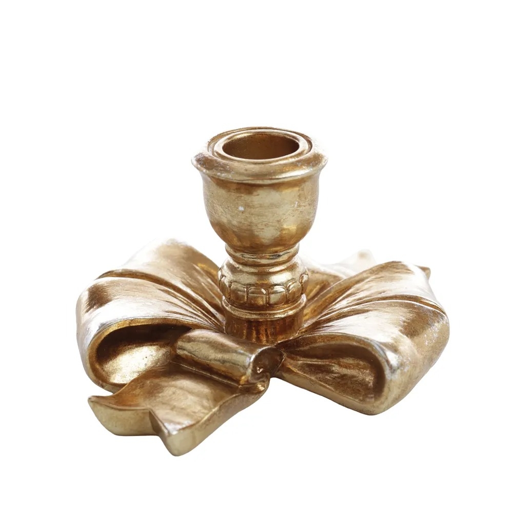 Porta velas laço dourado 7cm