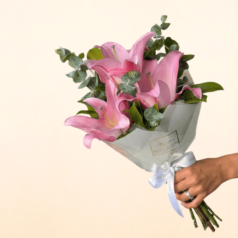 Buquê com Lírios Rosa 3 Flores
