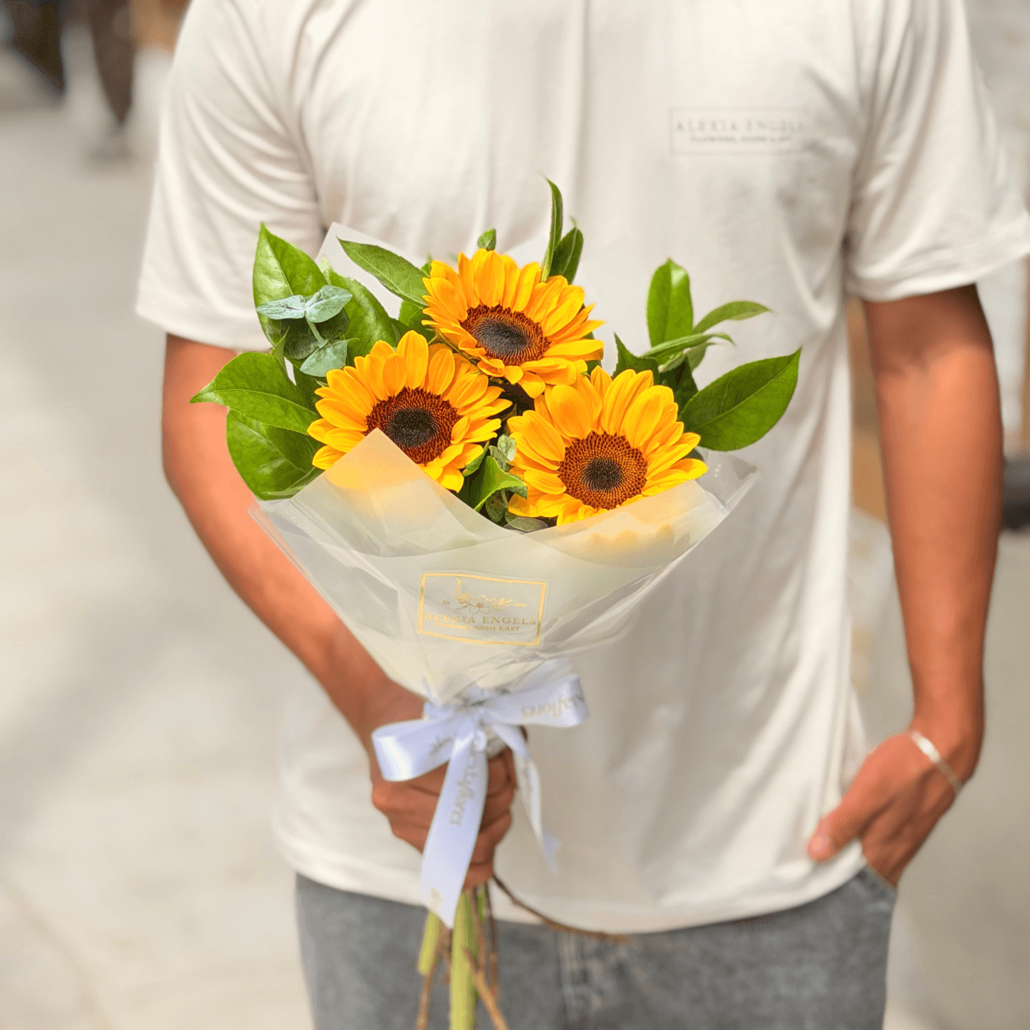 Buquê com 3 Girassóis