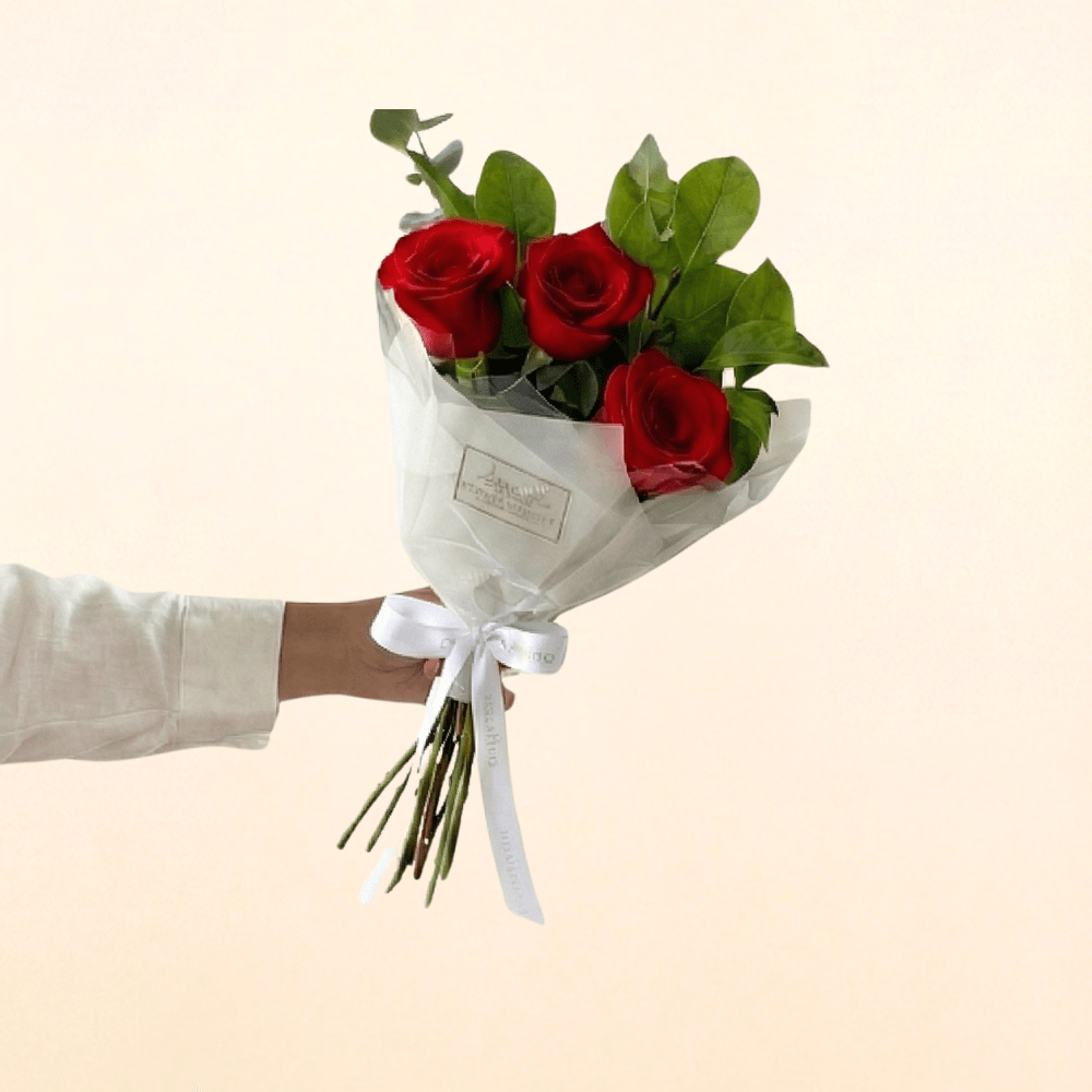 Buquê com 3 Rosas Vermelha