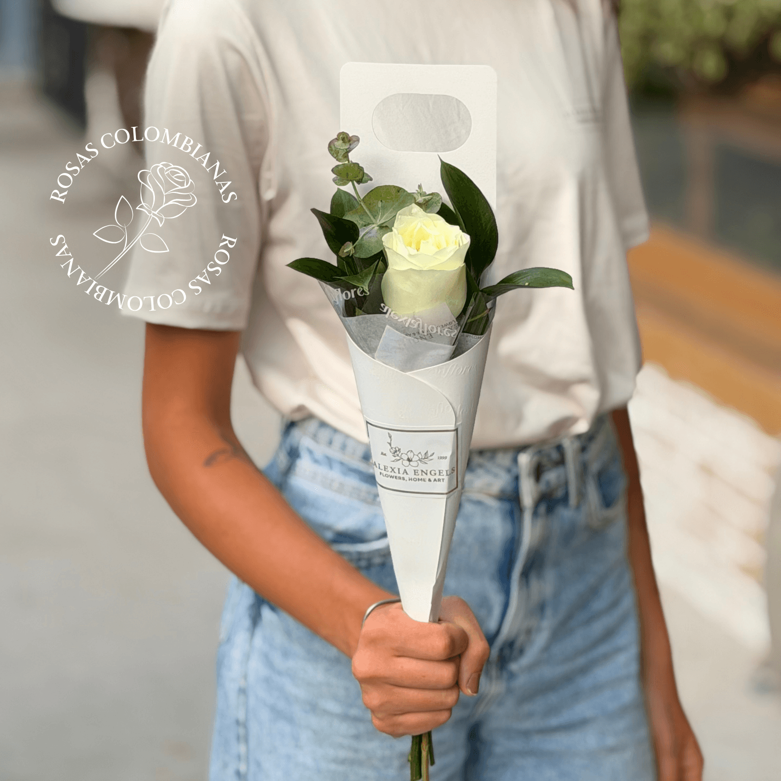 Cone com 1 Rosa (Rosa Branca)